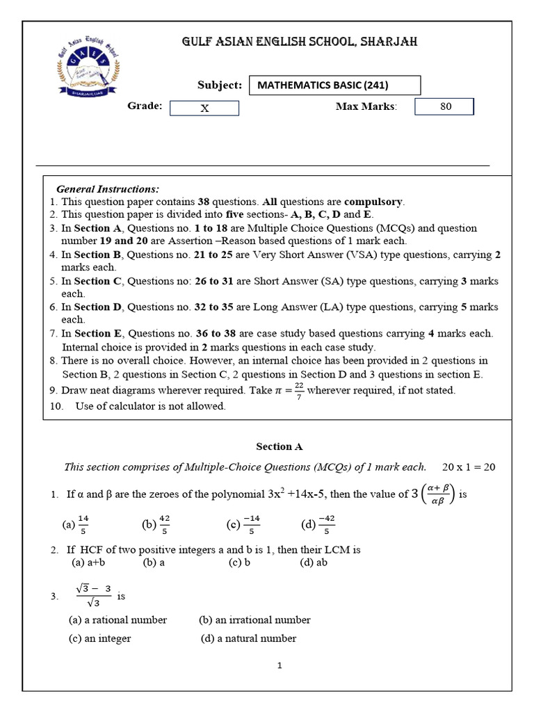 Basic Mathematics Practice Paper | PDF
