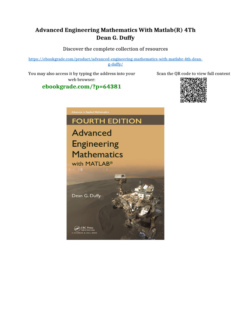 Advanced Engineering Mathematics With MATLAB (R) 4th Dean G. Duffy Full ...