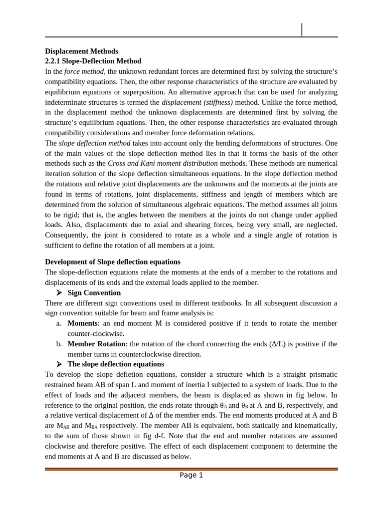 Chapter 2 Displacement Methods | PDF | Bending | Beam (Structure)
