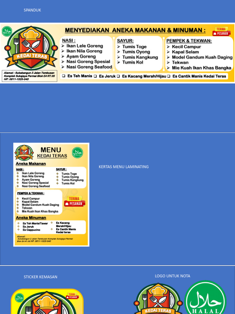 Spanduk Kedai Teras (Spanduk, Menu, Sticker) | PDF