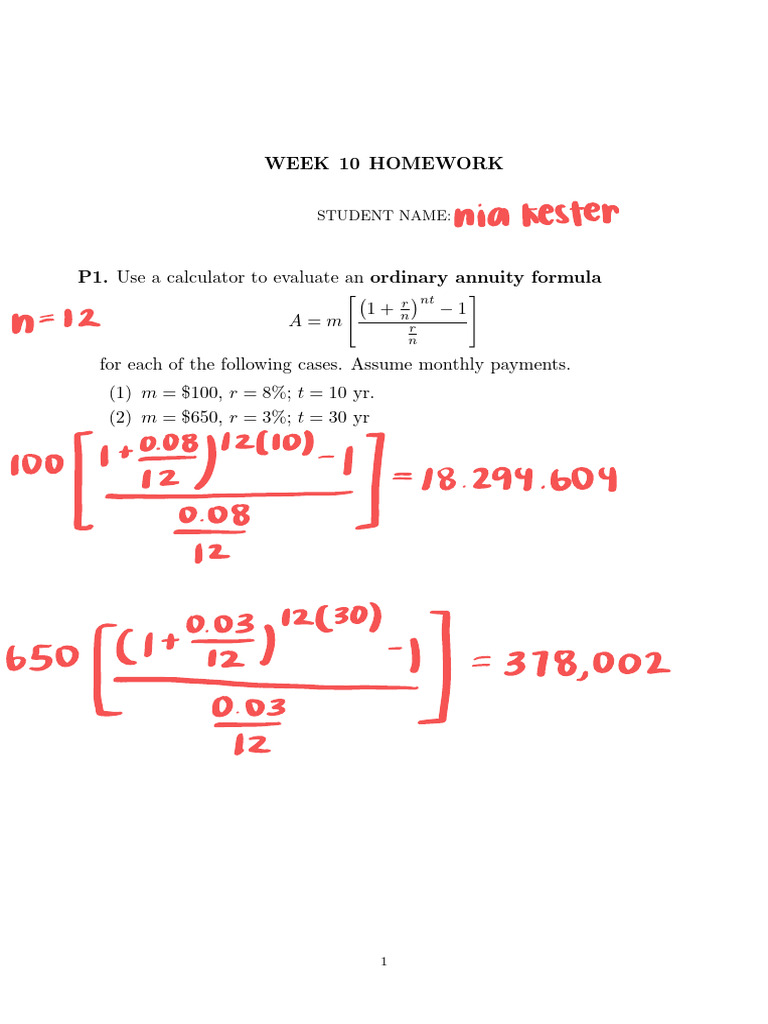 Week+10 Homework Questions | PDF | Mathematics | Money