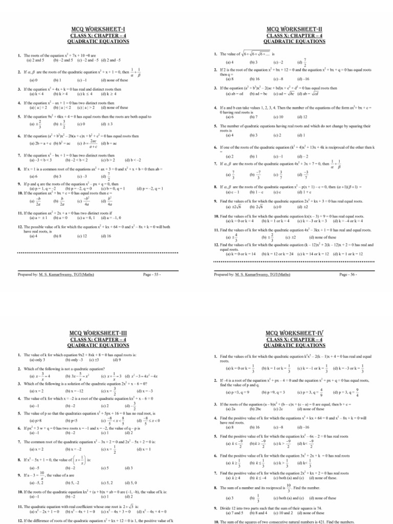 Maths Class X Question Bank | PDF