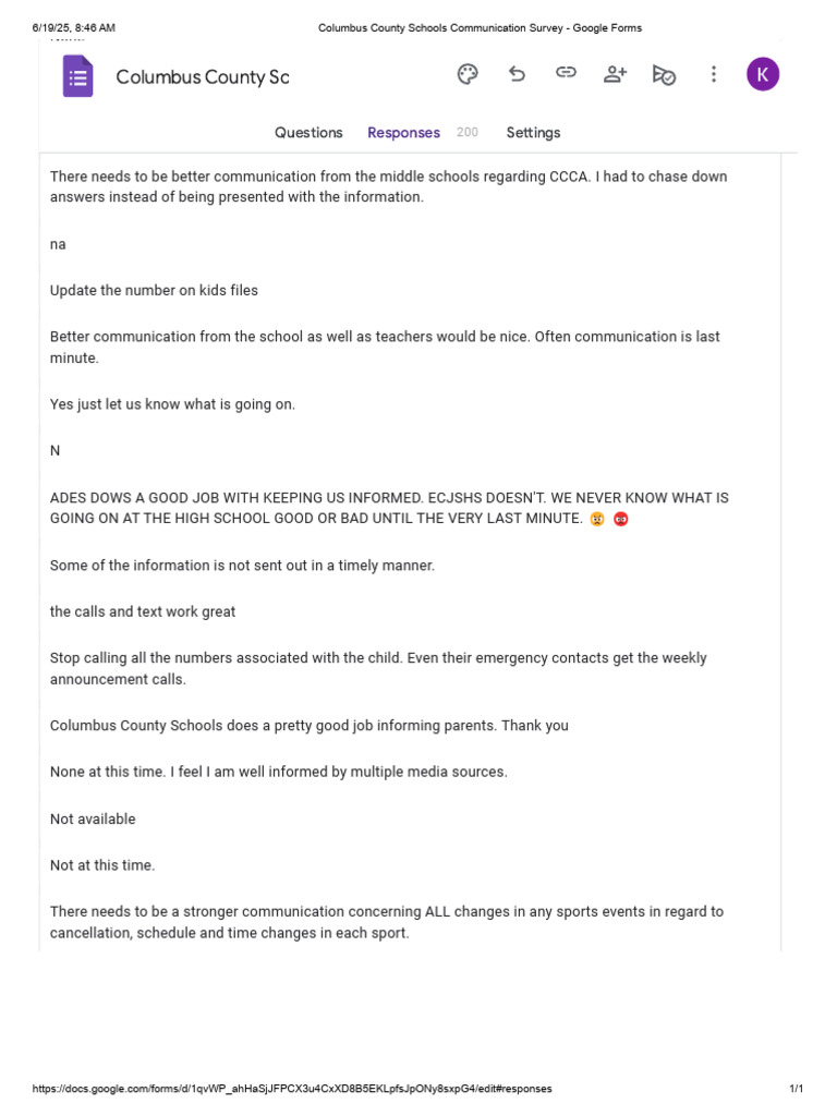 Columbus County Schools Communication Survey - Google Forms | PDF