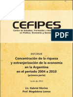 primer informe Concentración de la riqueza y extranjerización de la economía en la Argentina en el período 2004 a 2010 CEFIPES