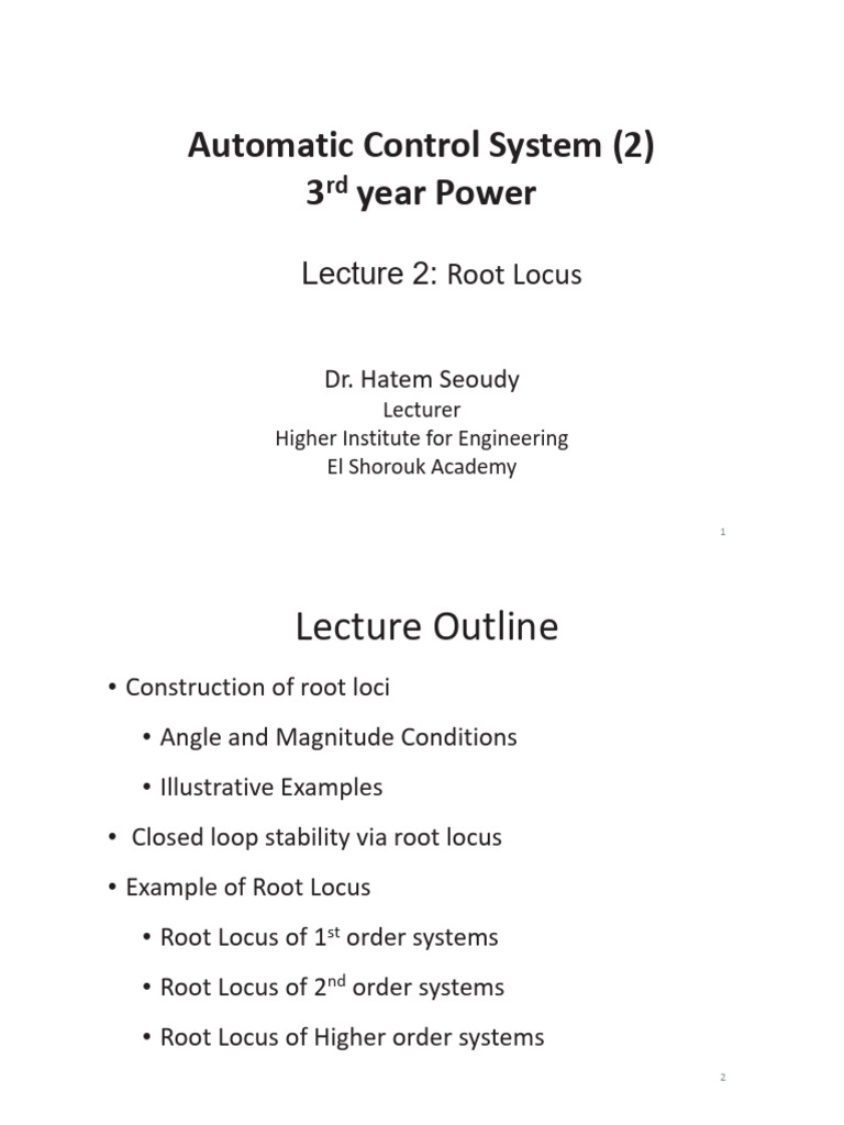 Lecture 2-Root Locus | PDF | Mathematical Analysis | Mathematics