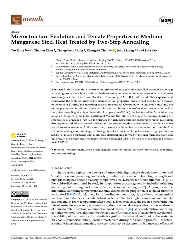 Microstructure Evolution and Tensile Properties of Medium | PDF | Steel ...