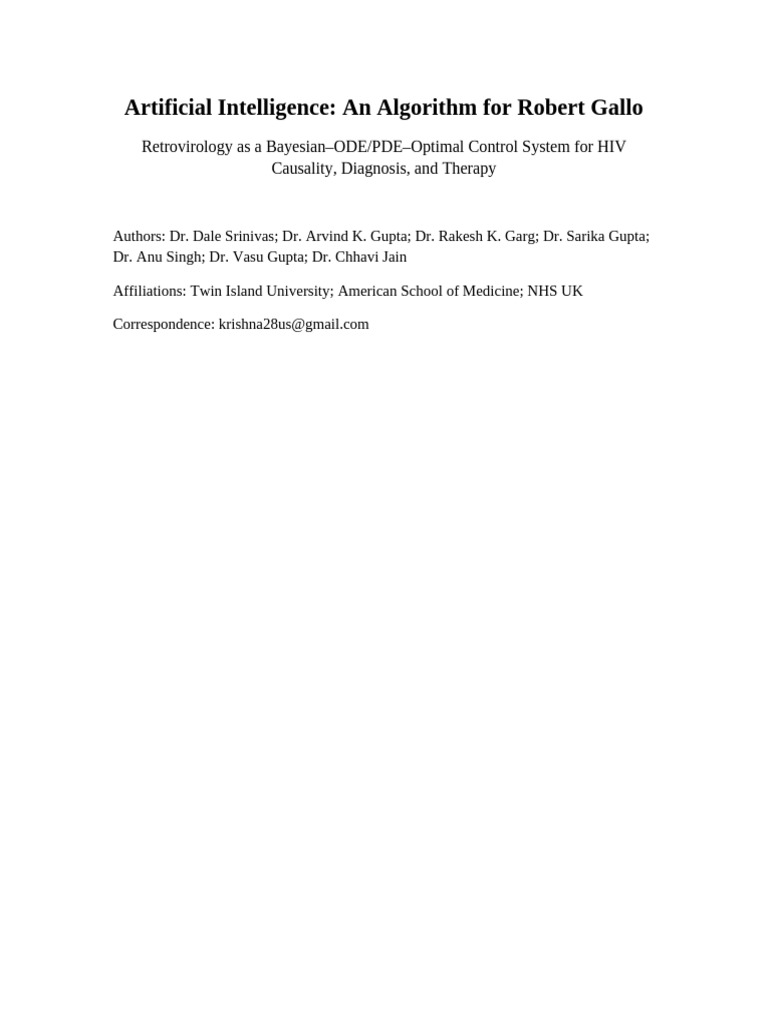 AI Algorithm For Robert Gallo FINAL COMPLETE | PDF | Hiv | Retrovirus