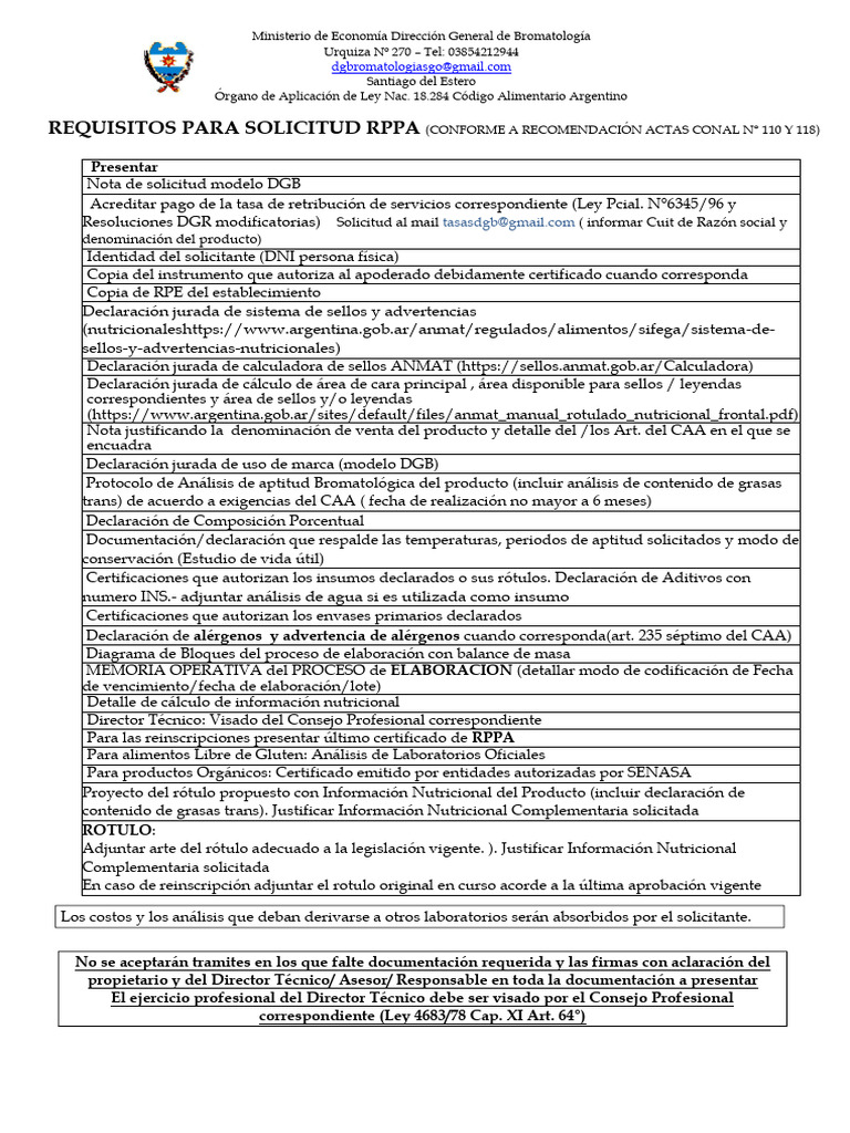 Requisitos RPPA 2022 | PDF