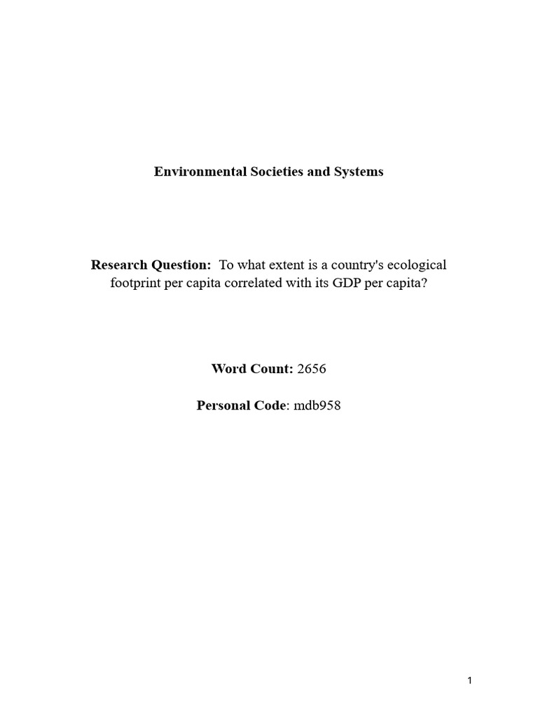 First Draft Ess Internal Assessment | PDF | Gross Domestic Product ...