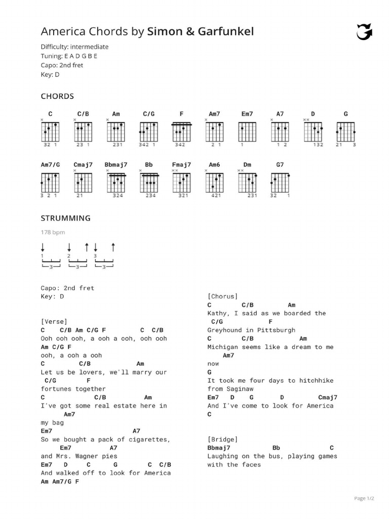 America Chords | PDF