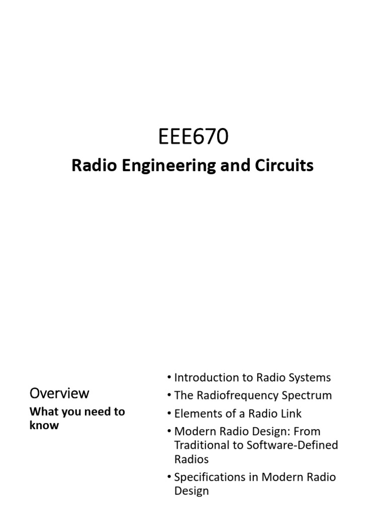 EEE670-Radio Engineering and Circuits-Introduction | PDF | Channel ...