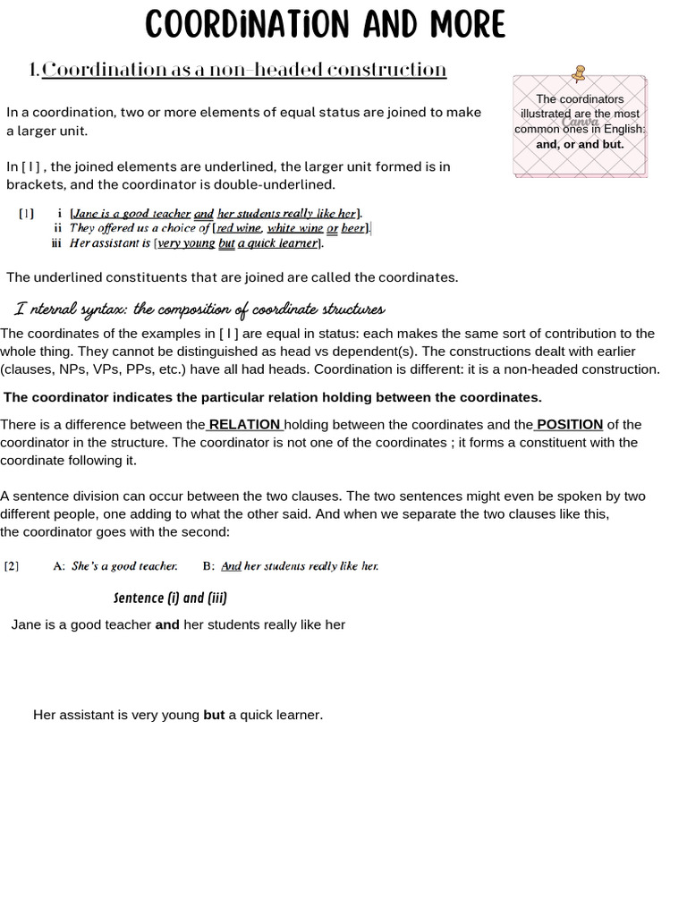 Coordination and More | PDF | Clause | Syntax