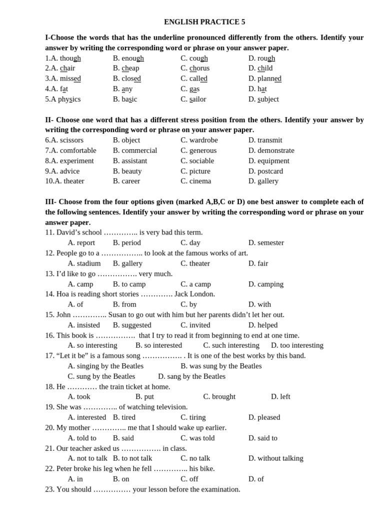 English Practice 5-7 (Good Students) | PDF | Wiki