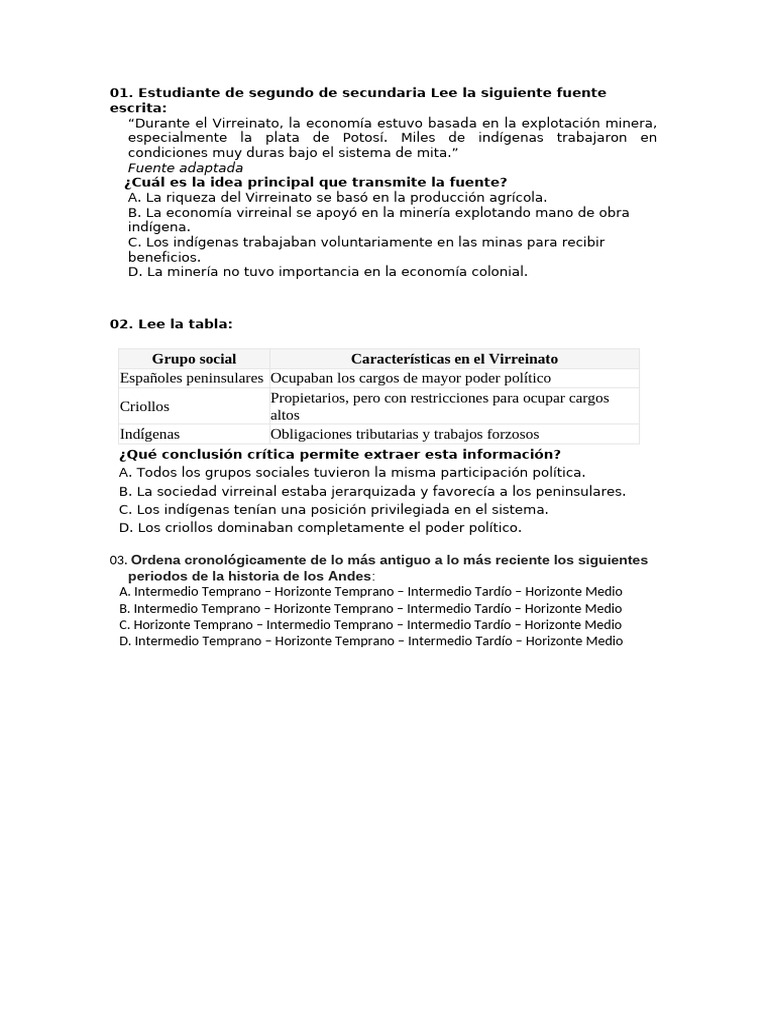 Examen de Ciencias Sociales 2 | PDF