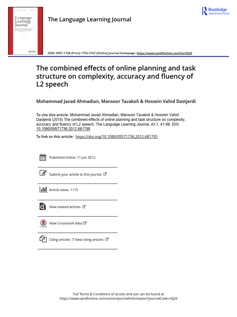 The Combined Effects of Online Planning and Task Structure On ...