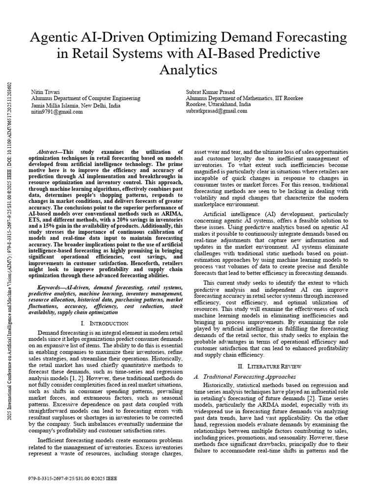 Agentic AI-Driven Optimizing Demand Forecasting in Retail Systems With ...