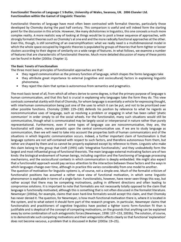 Functionalist Theories of Language C S Butler | PDF | Linguistics | Syntax