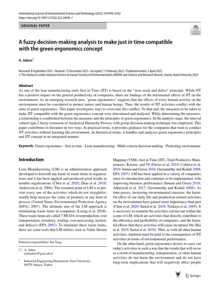 A Fuzzy Decision Making Analysis To Make Just in Time Compatible | PDF ...