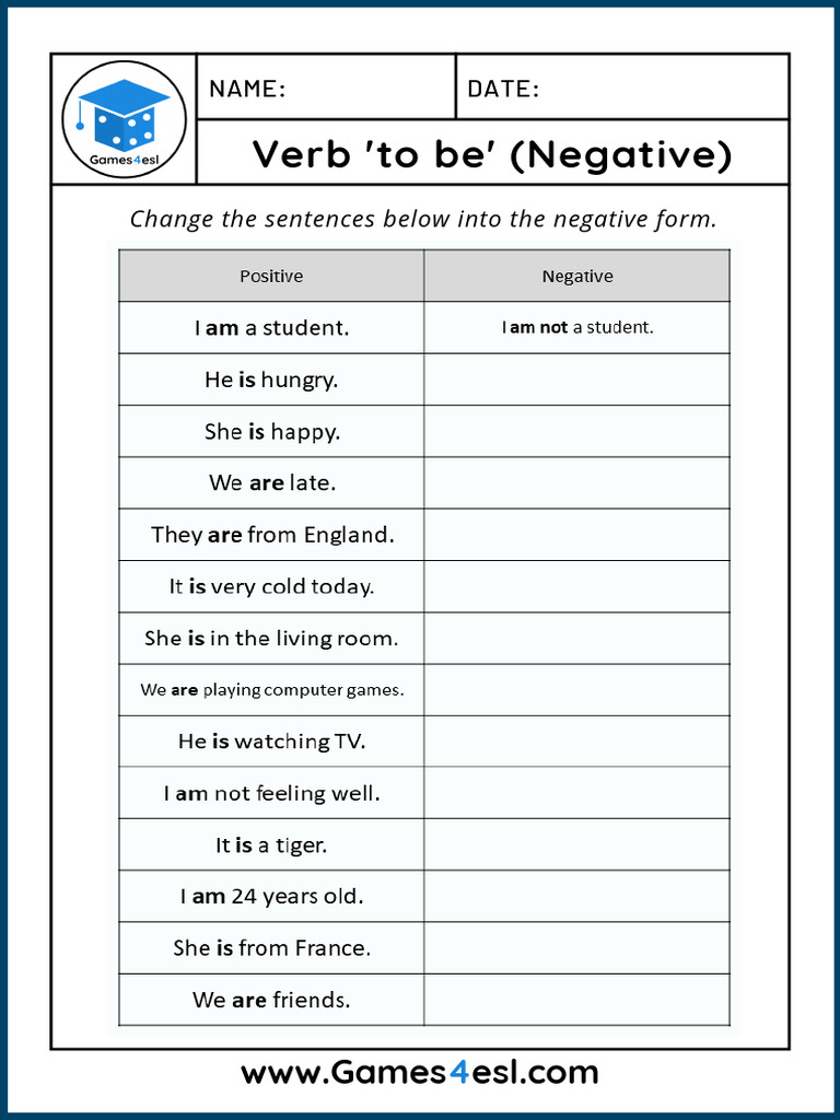 Verb To Be Worksheet 3 | PDF