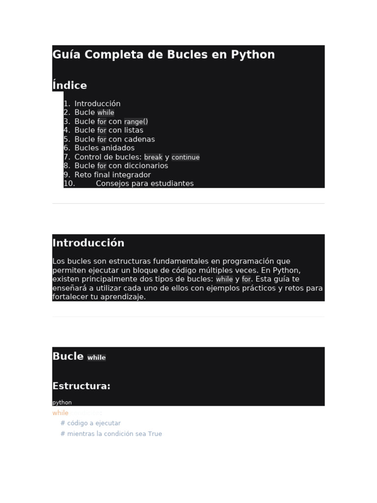 Bucles en Python | PDF | Python (lenguaje de programación) | Flujo de ...