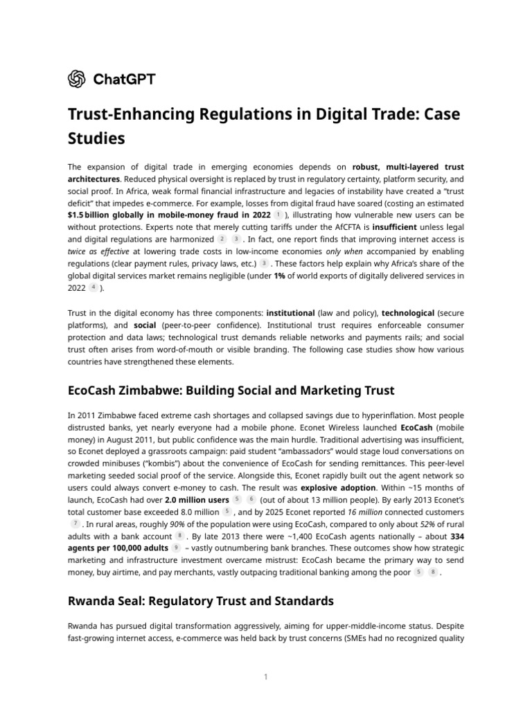 Trust-Enhancing Regulations in Digital Trade - Case Studies | PDF ...