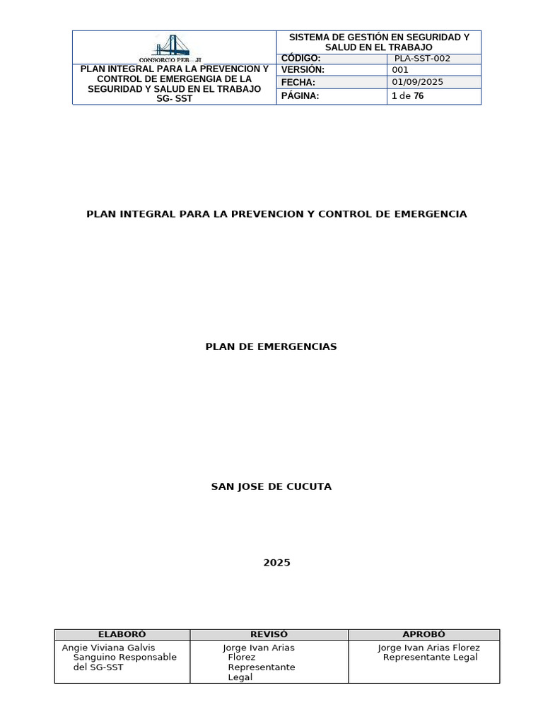 Pla-Sst-002 Plan de Emergencias | PDF | Valores | Riesgo