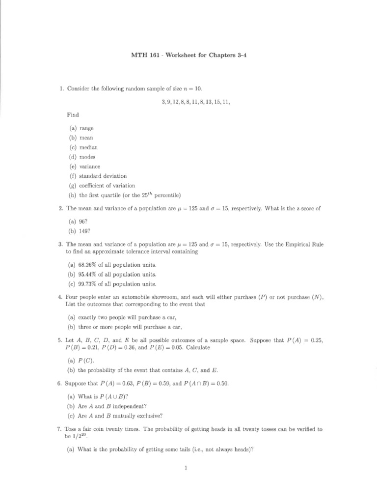 161 Ch.#3-#4 Review WS 2.18.21 | PDF | Descriptive Statistics ...