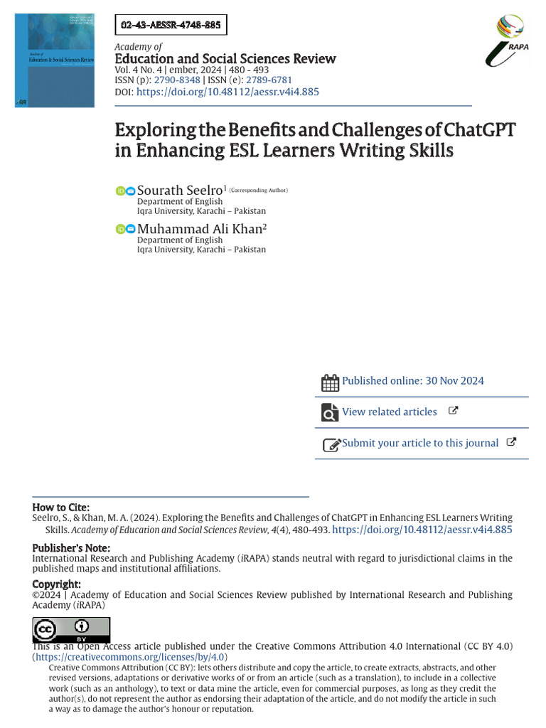 Sourath Seelro - Exploring The Benefits and Challenges of ChatGPT in ...