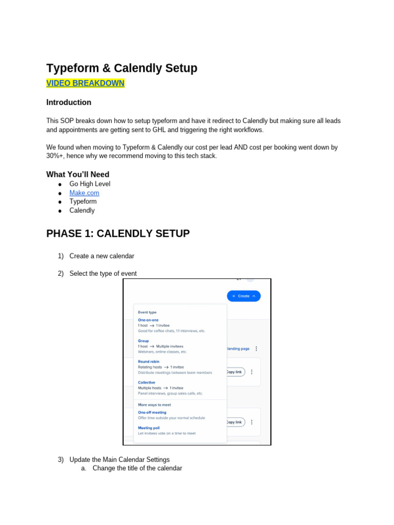 Typeform and Calendly Setup | PDF | Computing | Software