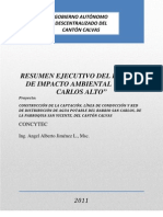 Resumen Ejecutivo Del Proyecto "CONSTRUCCIÓN DE LA CAPTACIÓN, LINEA DE CONDUCCIÓN Y RED DE DISTRIBUCIÓN DE AGUA POTABLE DEL BARRIO SAN CARLOS DE LA PARROQUIA SAN VICENTE, CANTÓN CALVAS"