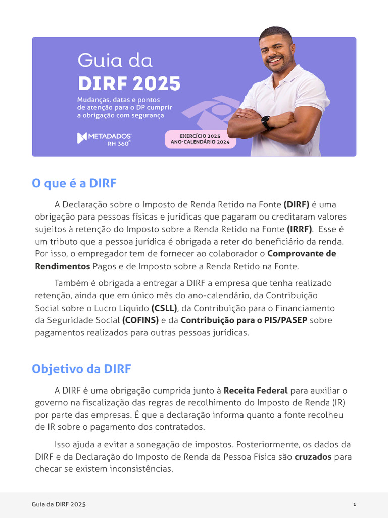 Diagramação Guia Da DIRF 2025 | PDF | Imposto de Renda | Impostos
