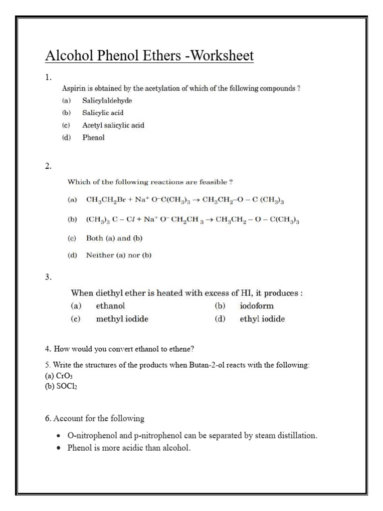 Alcohol Phenol Ethers | PDF