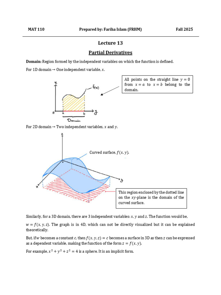 L13 Partial Derivatives | PDF | Function (Mathematics) | Derivative