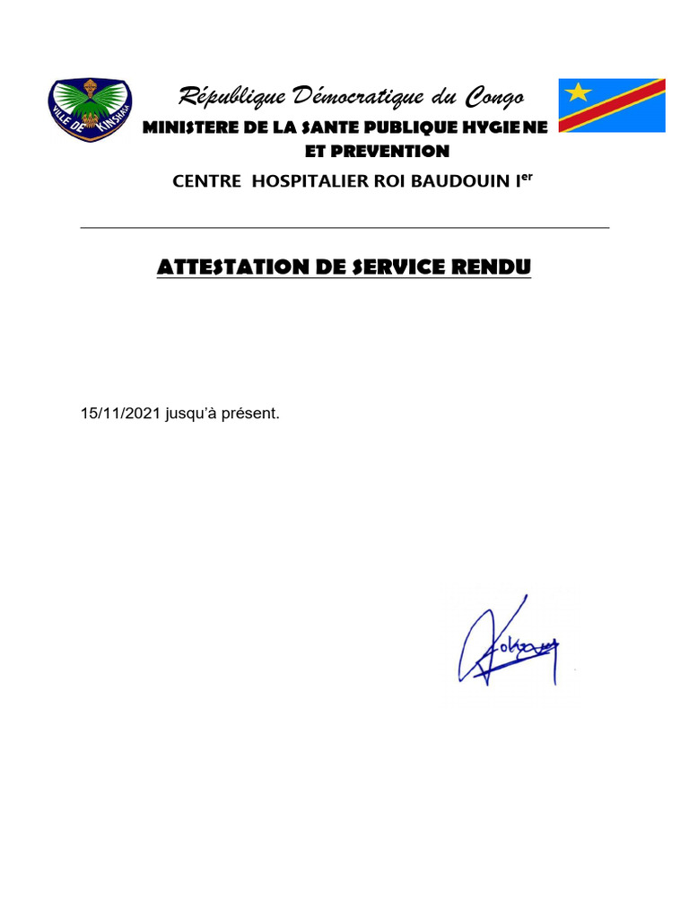 Attestation de Service Rendu - Ok | PDF