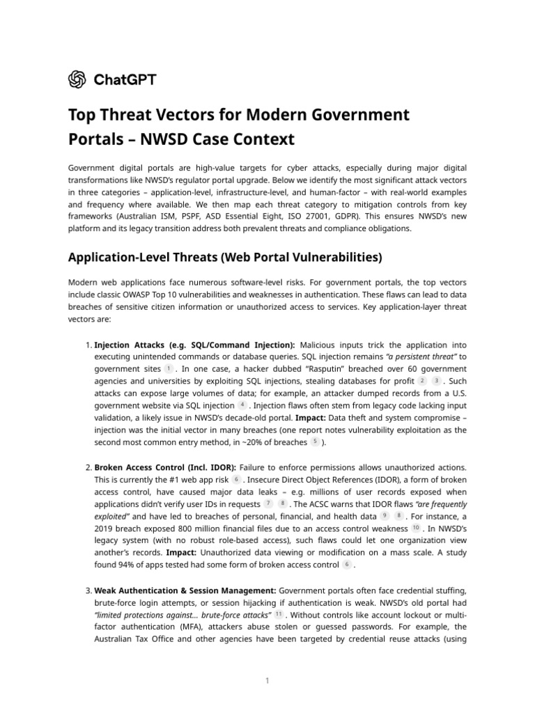 Top Threat Vectors For Modern Government Portals - NWSD Case Context ...