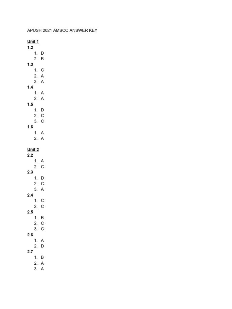 Apush 2022 Apush Answer Key | PDF