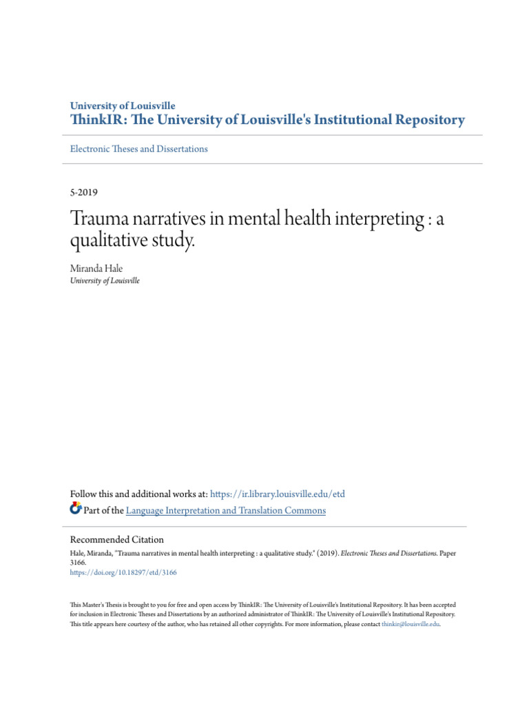 Trauma Narratives in Mental Health Inter | PDF | Psychological Trauma ...