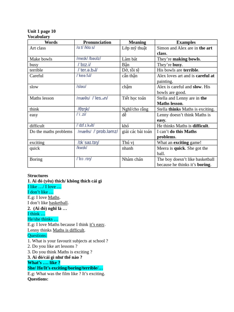 Lesson Plan - Unit 1 - P 10 11 - Kids Box 4 | PDF
