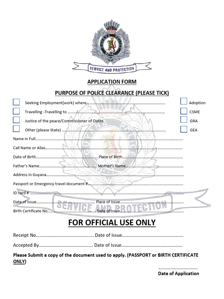Police Clearance Form | PDF