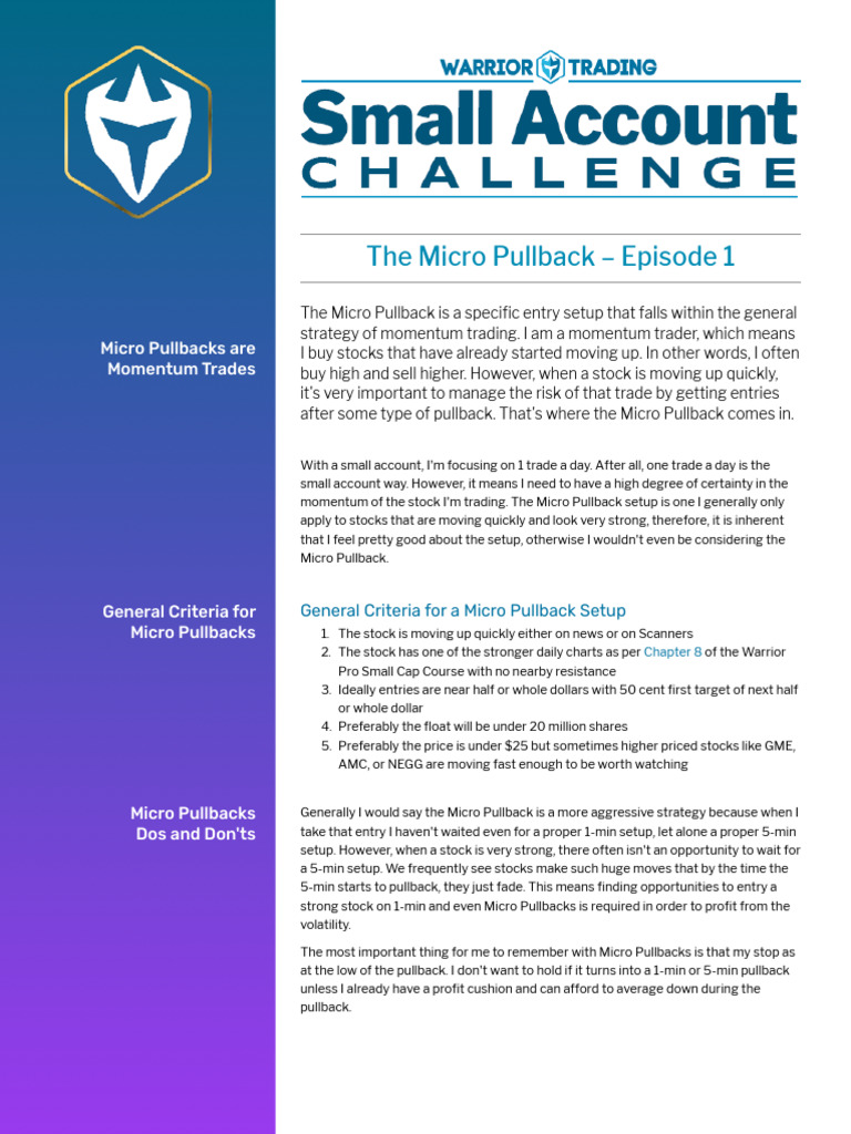 SAC Micro Pullback Strategy v2 | PDF | Stocks | Financial Markets