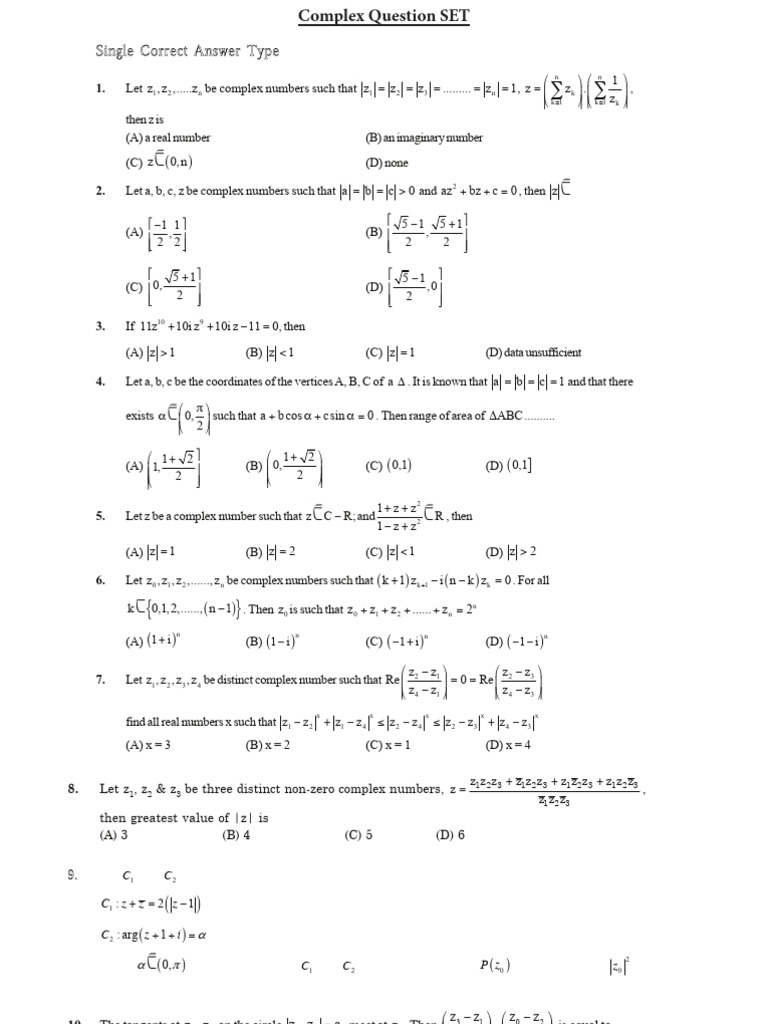 Complex Q SET | PDF | Numbers | Circle