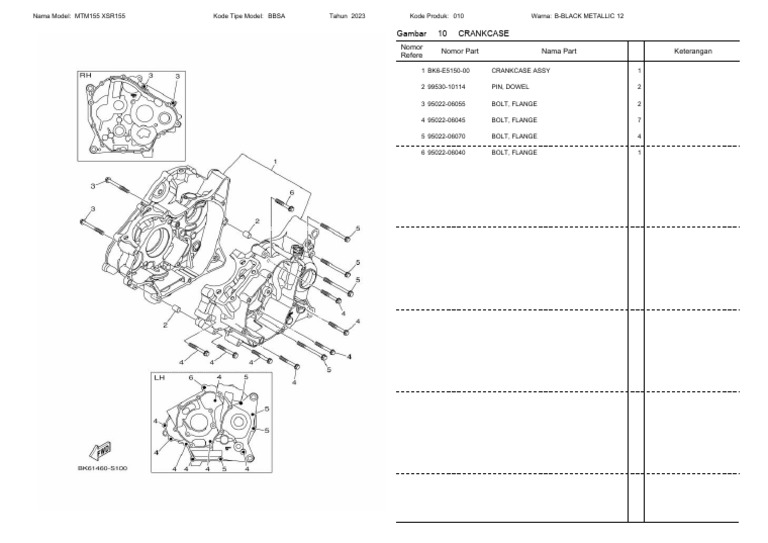 Mtm155 Xsr155 Crankcase | PDF