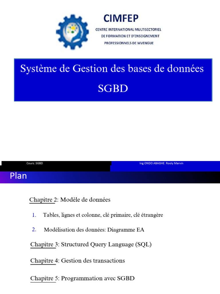 SGBD PM Cours 2 | PDF | Bases de données | Base de données relationnelle