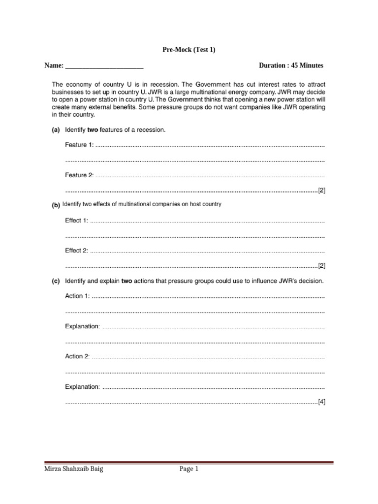 Test 1 (O Level B.ST Sec 1 and 6 Premock) | PDF
