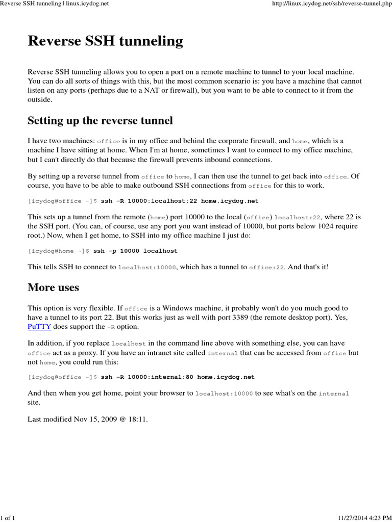 Reverse SSH Tunneling - Linux | PDF | Secure Shell | Software