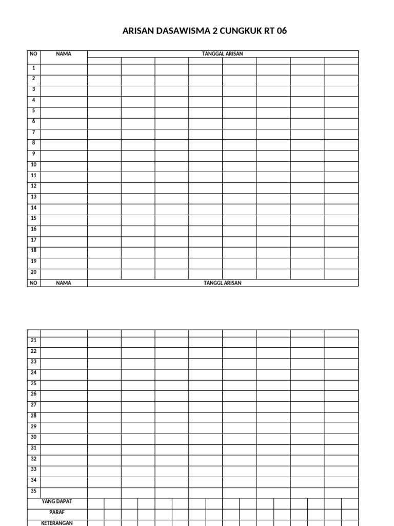 Form Arisan | PDF