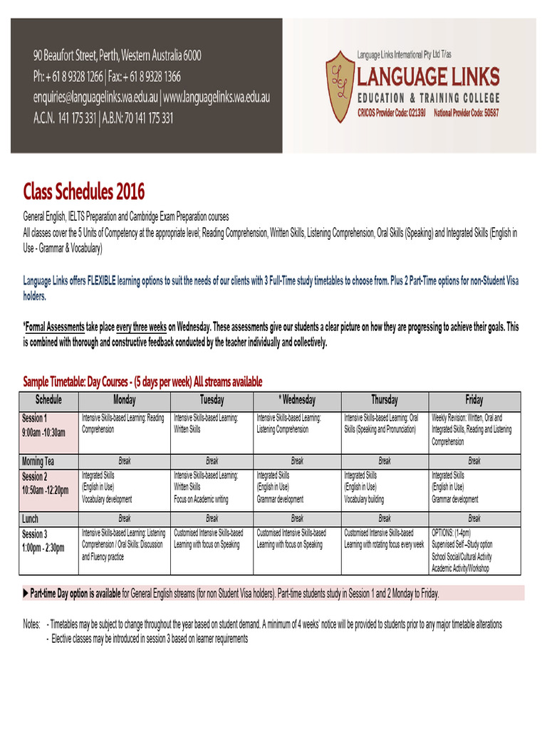 Sample Timetable UpdatedJune2016 | PDF | Reading Comprehension ...