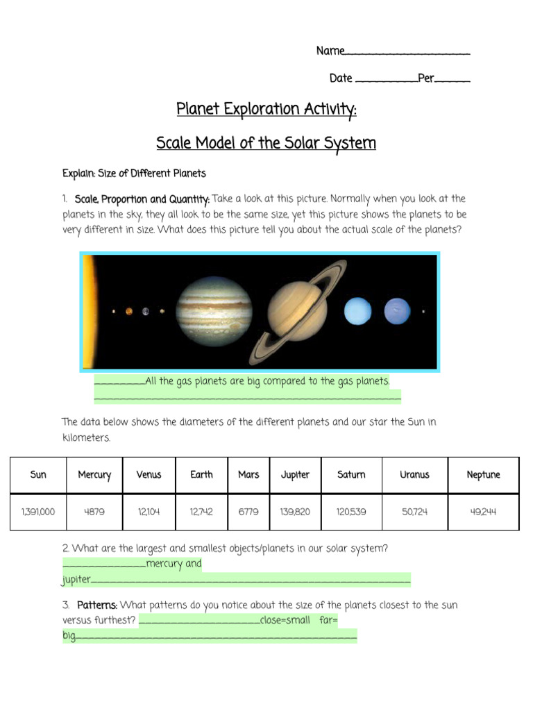 2026 Planet Exploration Activity | PDF | Planets | Solar System