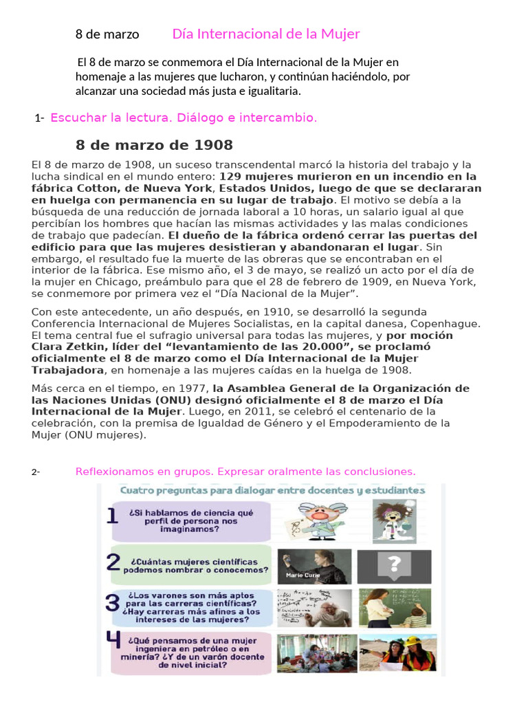 8 de Marzo Día Internacional de La Mujer 2024 | PDF