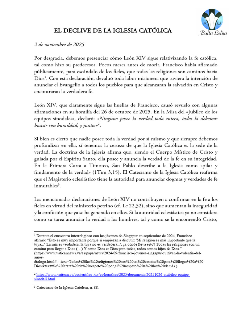 EL DECLIVE DE LA IGLESIA CATÓLICA | PDF | Iglesia Católica | Cristo ...